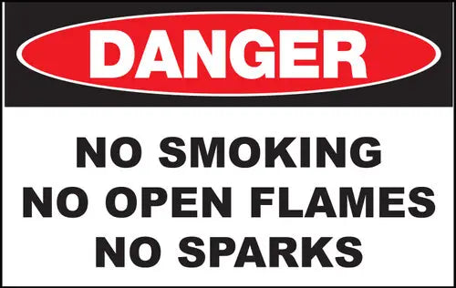 ZING DANGER, No Smoking No Open Flames 7x10