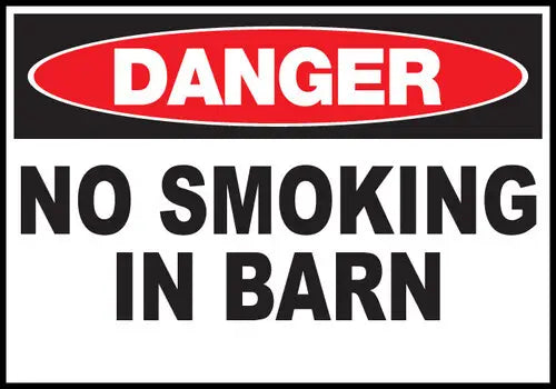 ZING DANGER,No Smoking In Barn, 10x14 Plastic