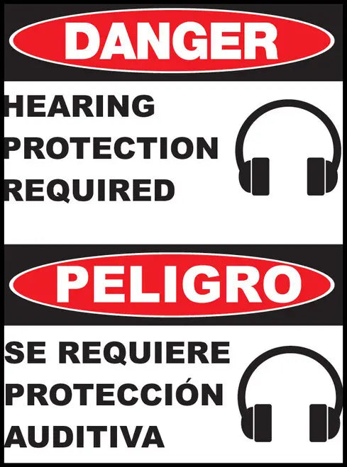 ZING Sign,Bilingual,DANGER,Hearing,14x10 PL