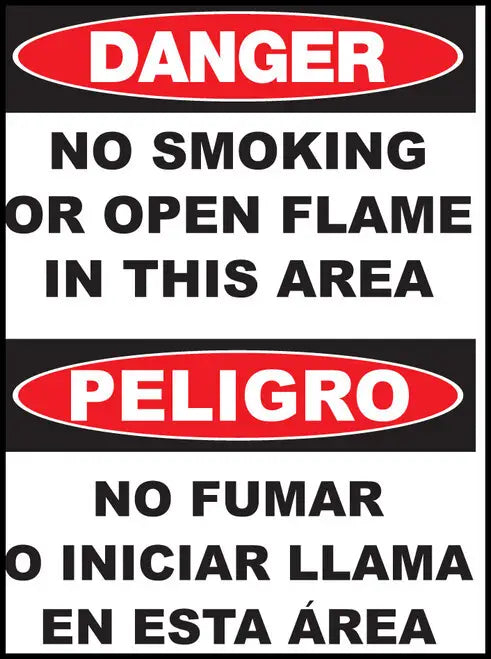 ZING Sign,Bilingual,DANGER,No Smoking, PL