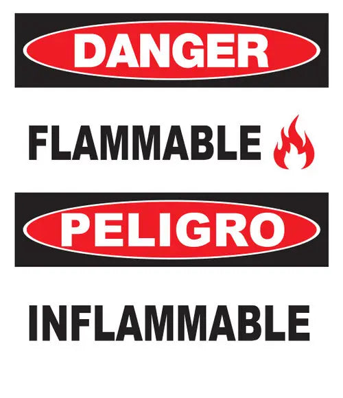 ZING Bilingual,DANGER,Flammable Inflamm 14x10