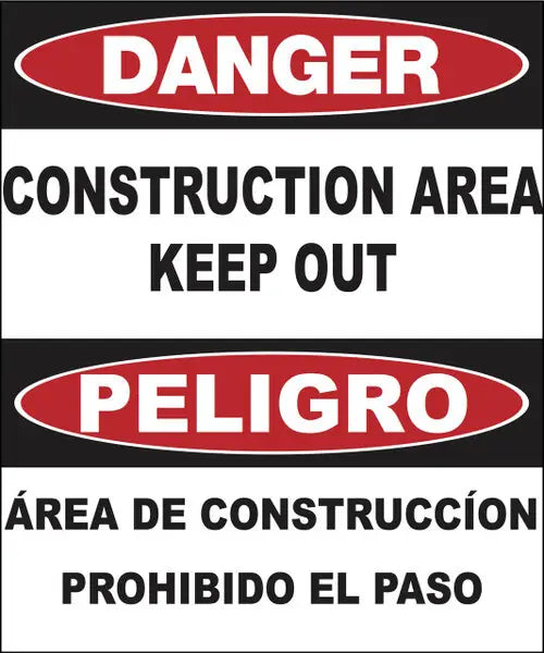 ZING Sign,Bilingual,DANGER,Constuction, PL