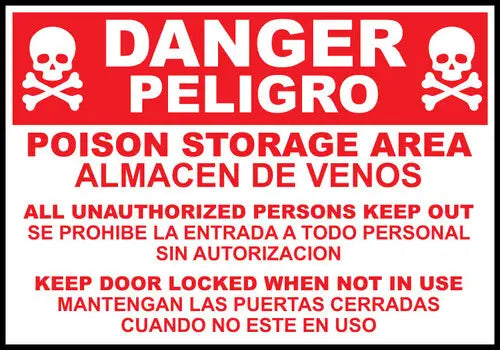 ZING Bilingual DANGER Poison Storage 14x10