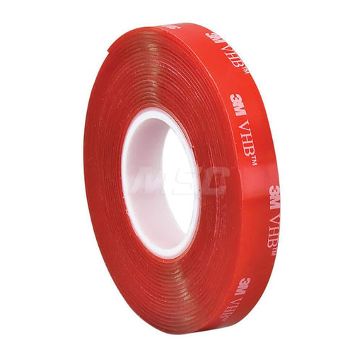 Clear Double-Sided Acrylic Tape: 1" Wide, 5 yd Long, 40 mil Thick, Acrylic Adhesive