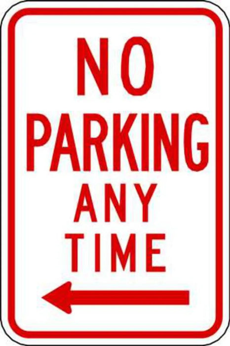 ZING No Parking Anytime w/arrow, EGP, 12x18