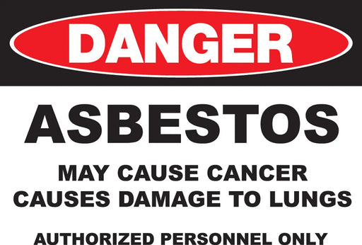 ZING DANGER, 10x14", Asbestos, Adhesive