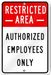 ZING Parking Sign Restricted Area, Auth Empl