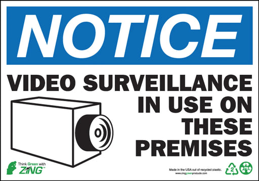 ZING Label, 5x7, Notice Surveillance, 2-pk