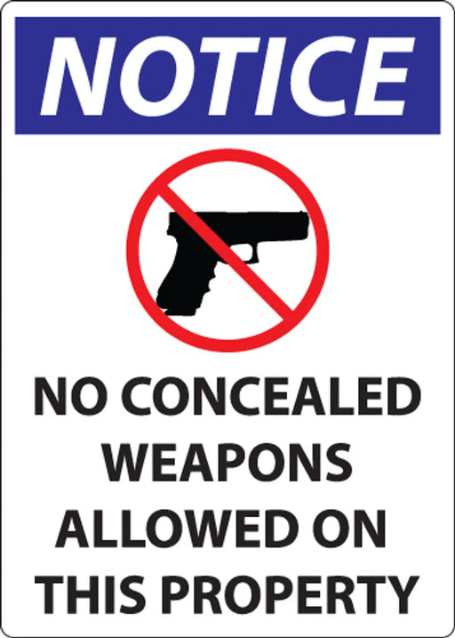 ZING Concealed Carry Sign MO & WI 14Hx10W, SA