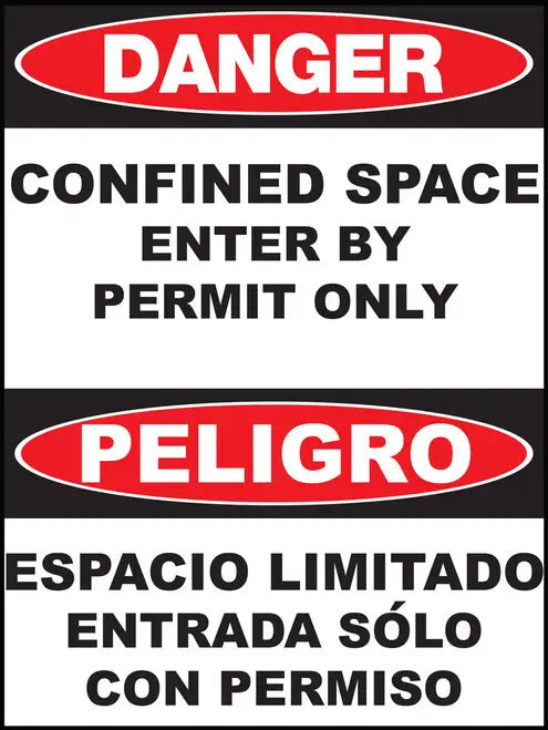 ZING Bilingual,DANGER, Confined Space 14X10