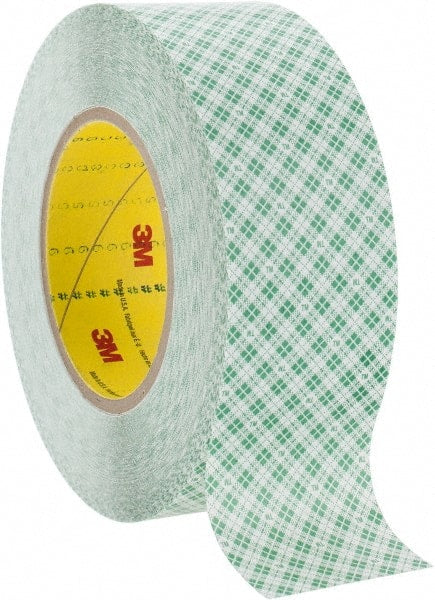 White Double-Sided Polyethylene Film Tape: 2" Wide, 36 yd Long, 9 mil Thick, Rubber Adhesive