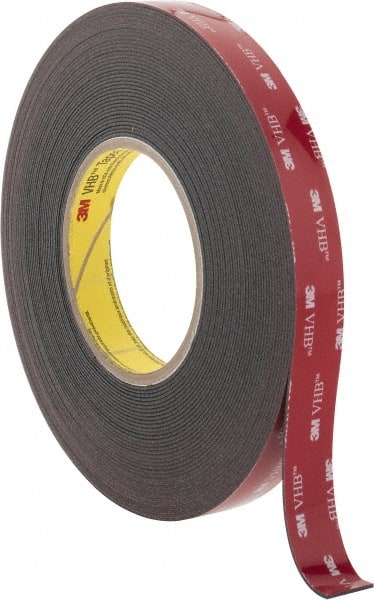 Black Double-Sided Acrylic Foam Tape: 3/4" Wide, 15 yd Long, 45 mil Thick, Acrylic Adhesive