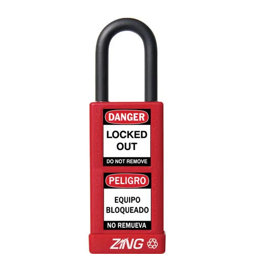 ZING Padlock Long Body Keyed Different, Red