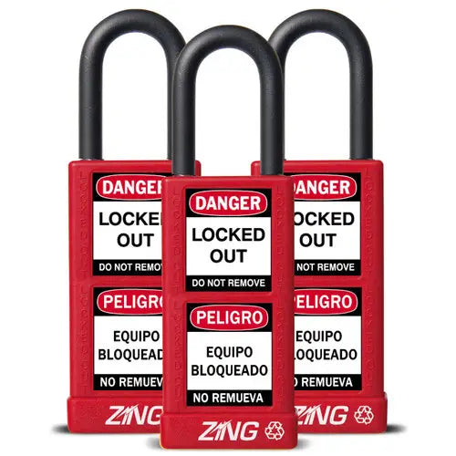 ZING Padlock Long Body Keyed Alike Green 3pk