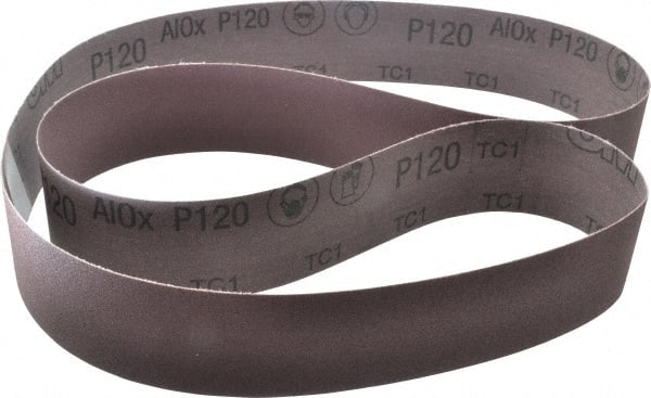 Abrasive Belt: 2" Wide, 60" Long, 120 Grit, Aluminum Oxide