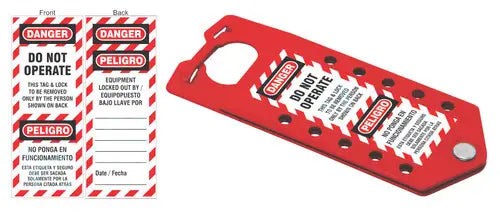 ZING RED ALUM HASP WITH TAG 1" DIA JAW, 3X7.5