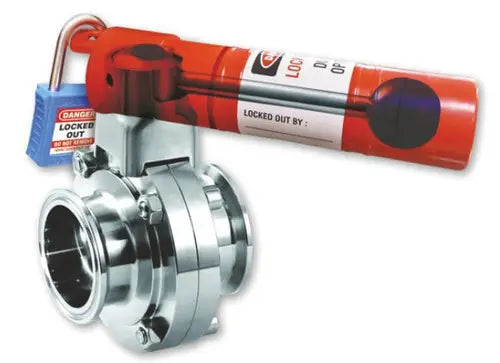 ZING Pull Handle Butterfly Valve Lockout, Red