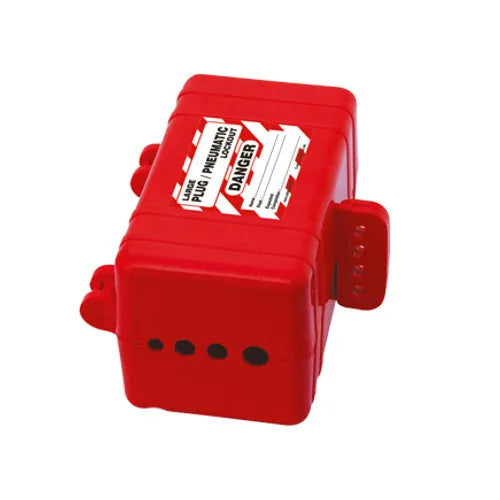 ZING Large Plug-Pneumatic Lockout Red 4-Hole