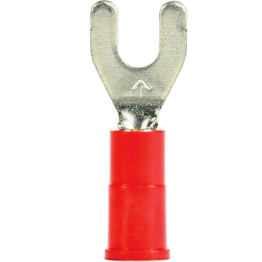 Standard Fork Terminal: Red, Vinyl, Partially Insulated, #8 Stud, Crimp