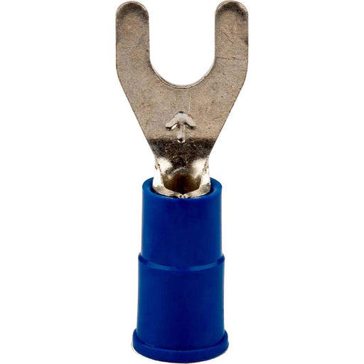 Standard Fork Terminal: Blue, Vinyl, Partially Insulated, #6 Stud, Crimp