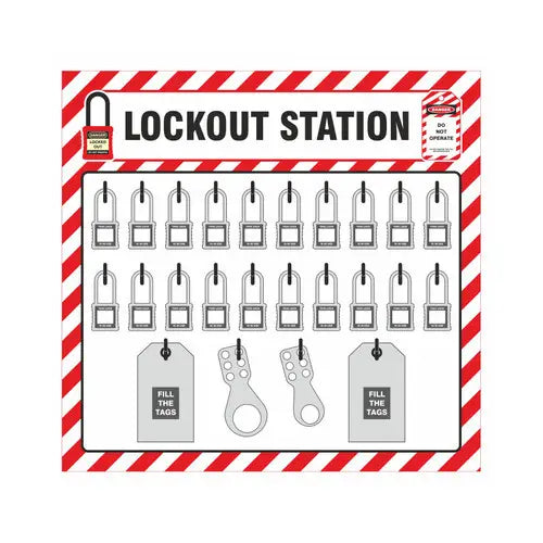 ZING Lockout Station Shadow Board, 20 Padlock