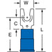 Standard Fork Terminal: Blue, Nylon, Partially Insulated, #8 Stud, Crimp