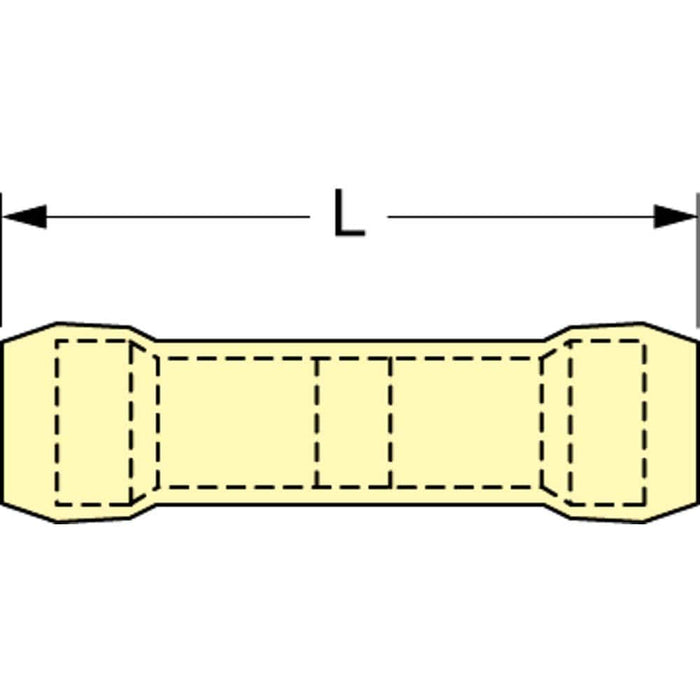 Butt Splice Terminal: Fully Insulated Nylon, Crimp-On Connection