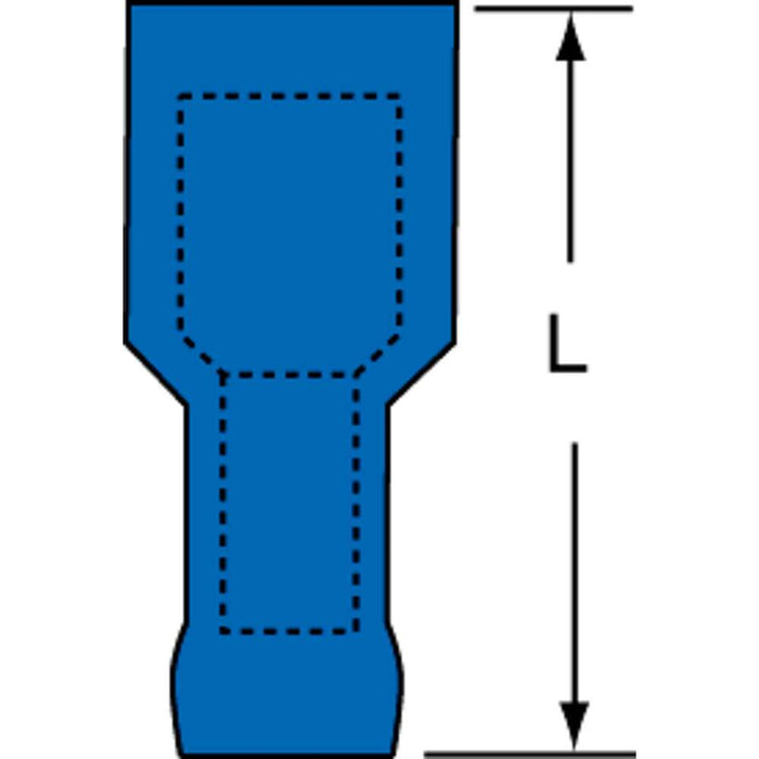 Wire Disconnect: Female, Blue, Nylon, 16-14 AWG, 0.187" Tab Width