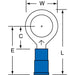 Circular Ring Terminal: Partially Insulated, 16 to 14 AWG, Crimp Connection