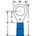 Circular Ring Terminal: Partially Insulated, 16 to 14 AWG, Crimp Connection