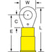 Circular Ring Terminal: Partially Insulated, 12 to 10 AWG, Crimp Connection