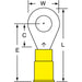 Circular Ring Terminal: Partially Insulated, 12 to 10 AWG, Crimp Connection