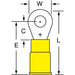 Circular Ring Terminal: Partially Insulated, 12 to 10 AWG, Crimp Connection