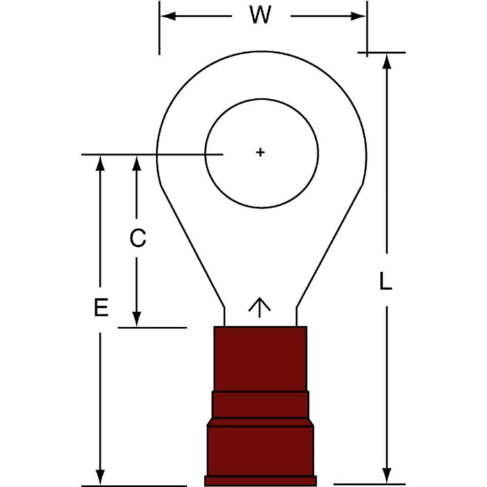 Circular Ring Terminal: Partially Insulated, 8 AWG, Crimp Connection