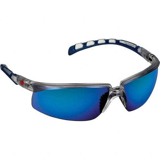 Safety Glass: Anti-Fog & Scratch-Resistant, Polycarbonate, Blue Mirror Lenses, Full-Framed