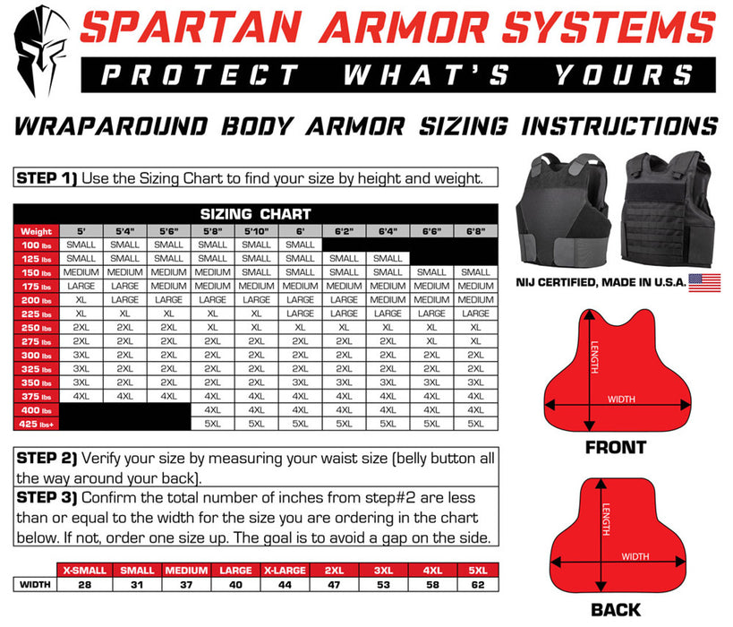 Spartan Armor Systems Tactical Level IIIA Certified Wraparound Bulletproof Vest